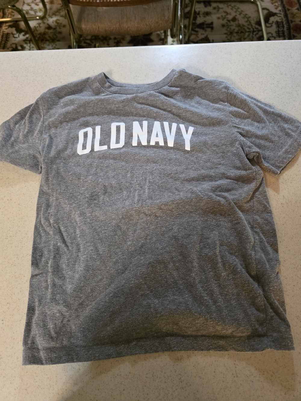 Old Navy Gray Tee with White Logo - Kids Short Sleeve